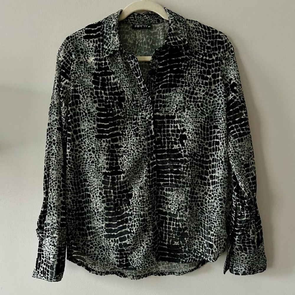 APNY Black and White Animal Print Blouse